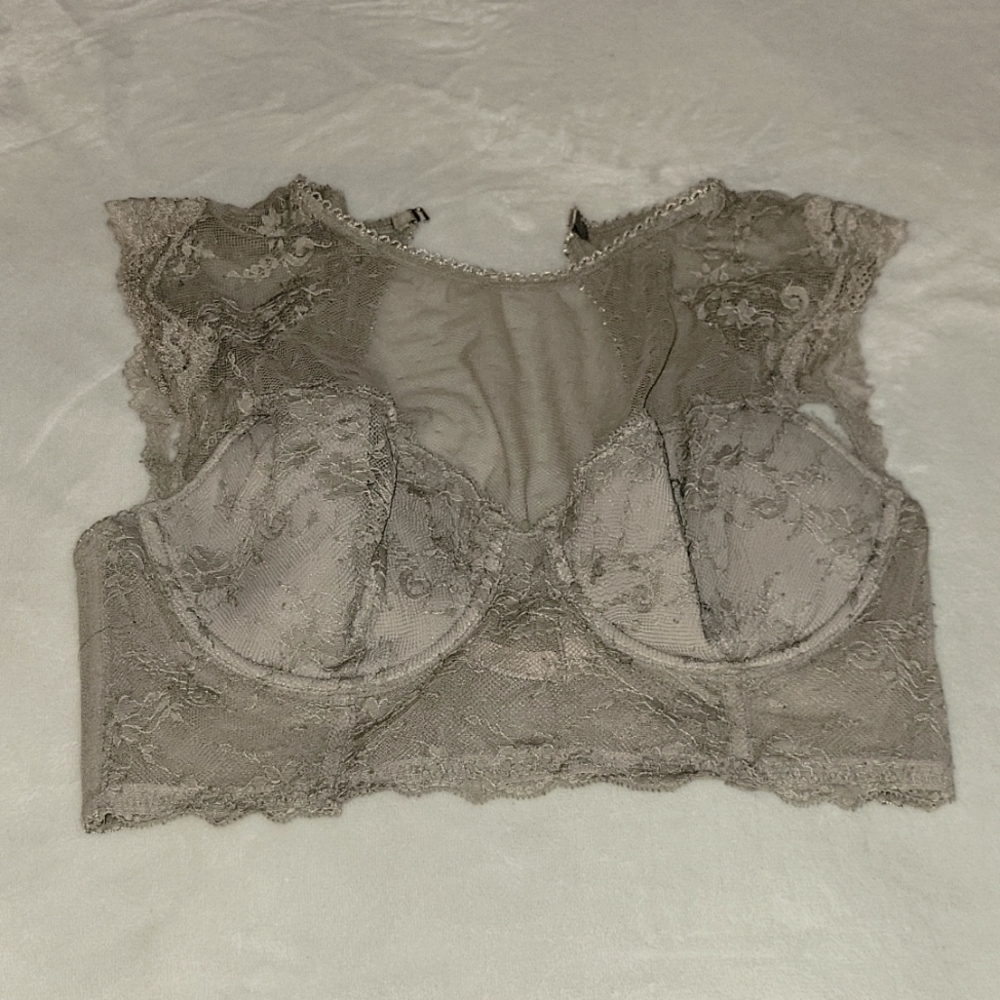 VS Grey Dream Angels Lined Demi Bra Top sz 36D